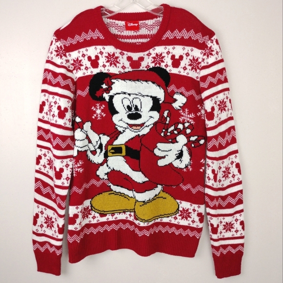 NWOT Official Disney Brand Crewneck Knit Mickey Mouse Fair Isle Festive Sweater - Picture 1 of 6